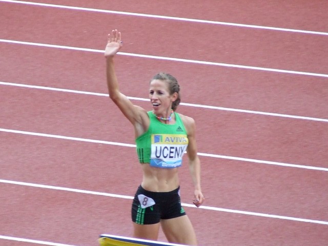 1500m final - Morgan Uceny (USA) lap of honour