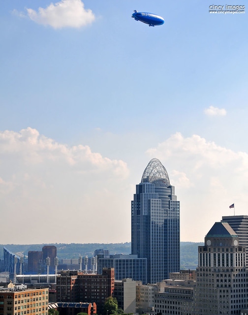 Cincinnati Skyline with Blimp