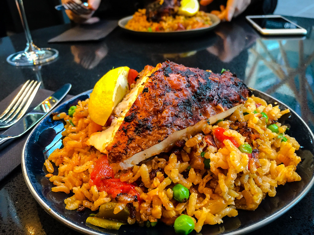 Paella with chicken at Bar Nacional in Docklands