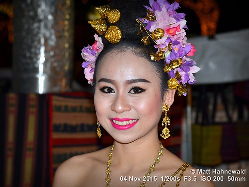 night dancer beautiful travel tourism blue gold beautifuleyes ethnic posing makeup cultural character female gorgeous lips portrait nightmarket smiling beauty girl primelens lipstick depthoffield teeth street eyes asia flash matthahnewaldphotography face facingtheworld chiangrai wreath hairjewelry horizontal jewelry nikond3100 outdoor thai flower 50mm expression northern nikkorafs50mmf18g threequarterview 1200x900pixels resized colour colourful person 4x3ratio closeup consensual lookingatcamera