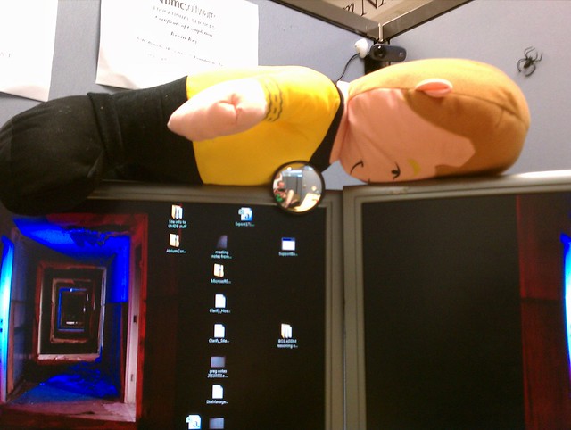 Captain Kirk is planking my screens #planking #newsfromthecube