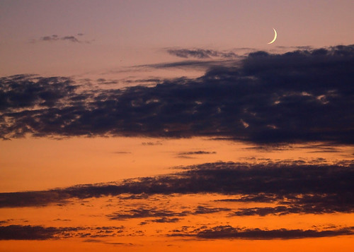 sky moon clouds twilight dusk