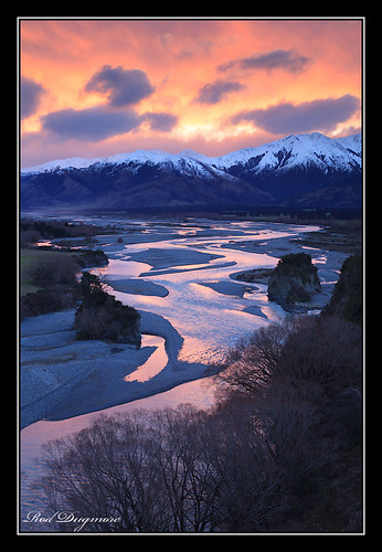 sunset newzealand river southisland