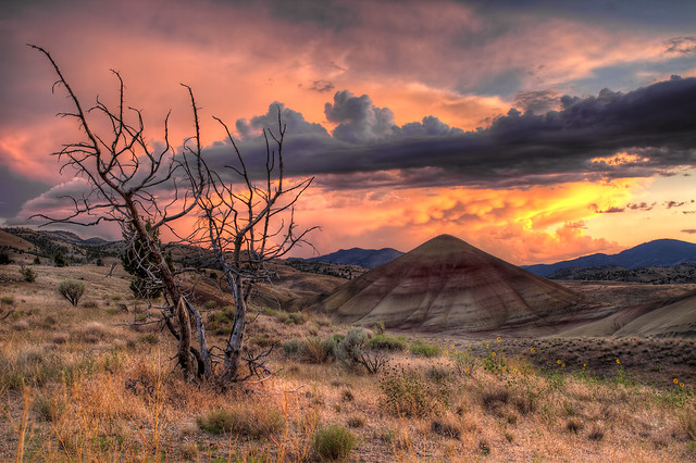Sunset at Painted Hills in Central Oregon - HDR