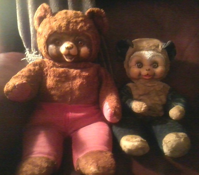 Old Stuffed Rubber-Faced Bears