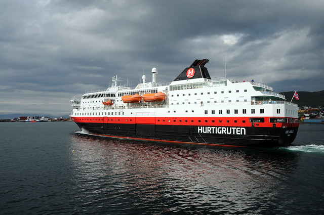 Out, out, to sail the big seas! Hurtigruten leaving Hammerfest / Norway