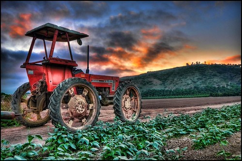 HDR - Camarillo Tractor by myke321, california ca sunset wallpaper sky tractor field clouds nikon camarillo hdr topaz d90 photomatix