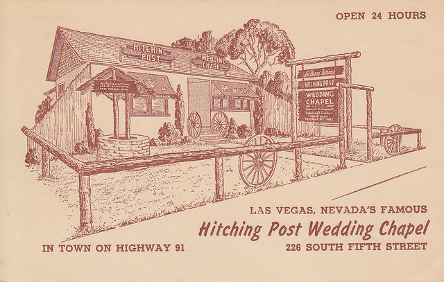 Vintage Postcard: Hitching Post Wedding Chapel