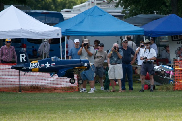 Corsair landing in front of the crowd at Warbirds Over Delaware 2011