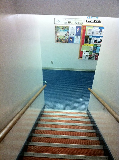 Stairwell down to the Kerrisdale Branch of VPL