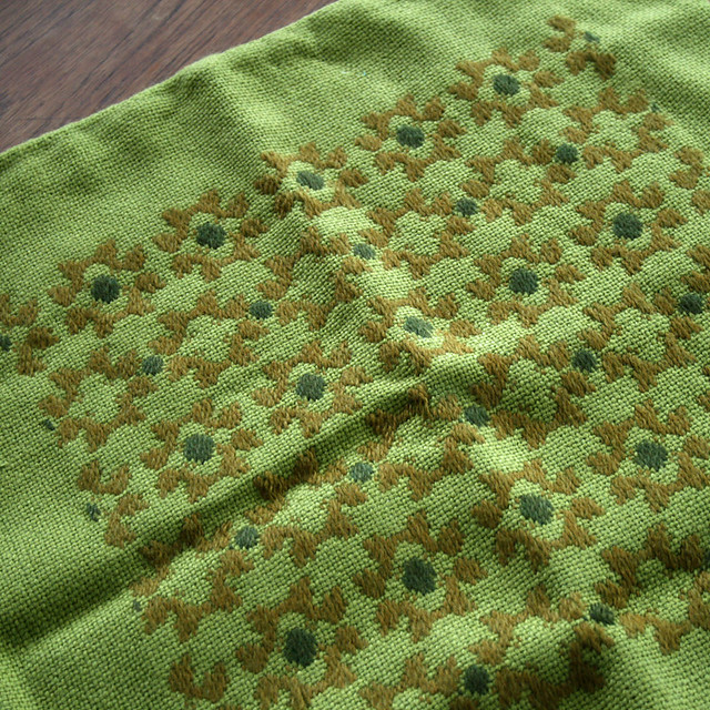 Embroidered Olive Green Woolen Cushion Cover