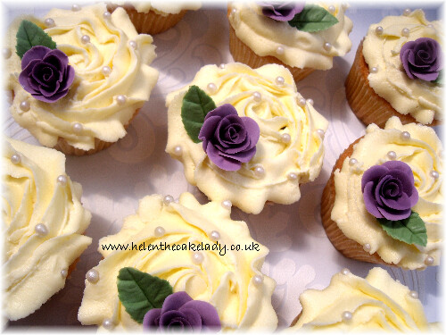 purple rose on cupcake