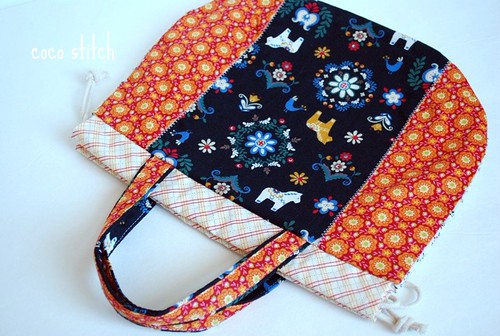large drawstring pouch with handle | by coco stitch