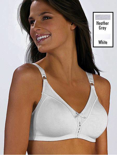 Bali Womens Cotton Double Support Wirefree Bra, 36D, White