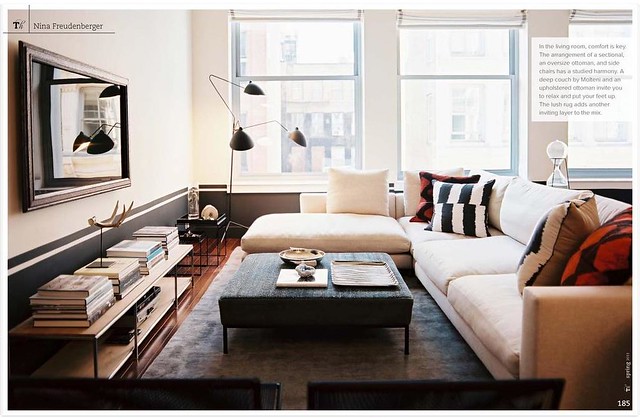 Gray + cream in modern living room: Farrow & Ball 'Railings'