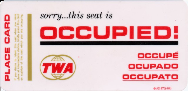 sorry...this seat is Occupied! - TWA Place Card