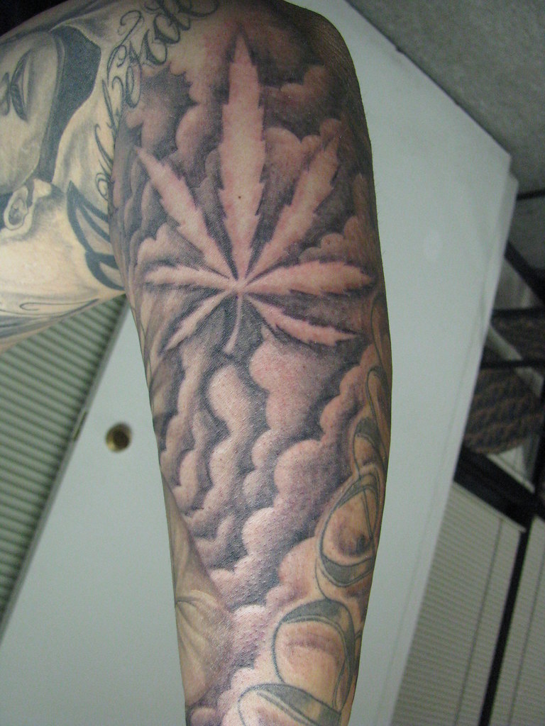 Marijuana tattoo.