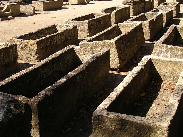 Alyscamps - Sarcophages près de l'église Saint-Honorat