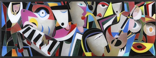 Angular mask forms and keyboard in vivid colour