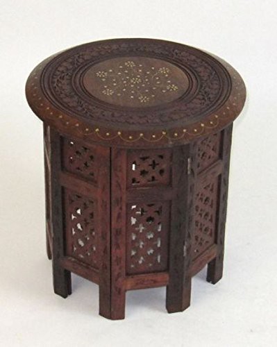 Handcarved Octagonal Hardwood Table with 15″ Diameter Top | by sectionalsofas1