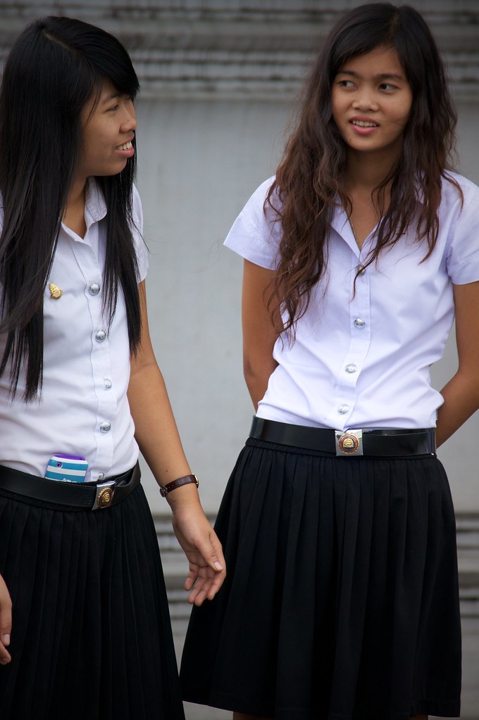 school, girls, cute, thailand, uniform, bangkok, thai.