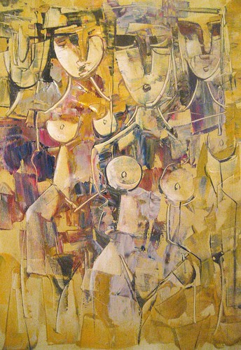 Golden figures with angular faces