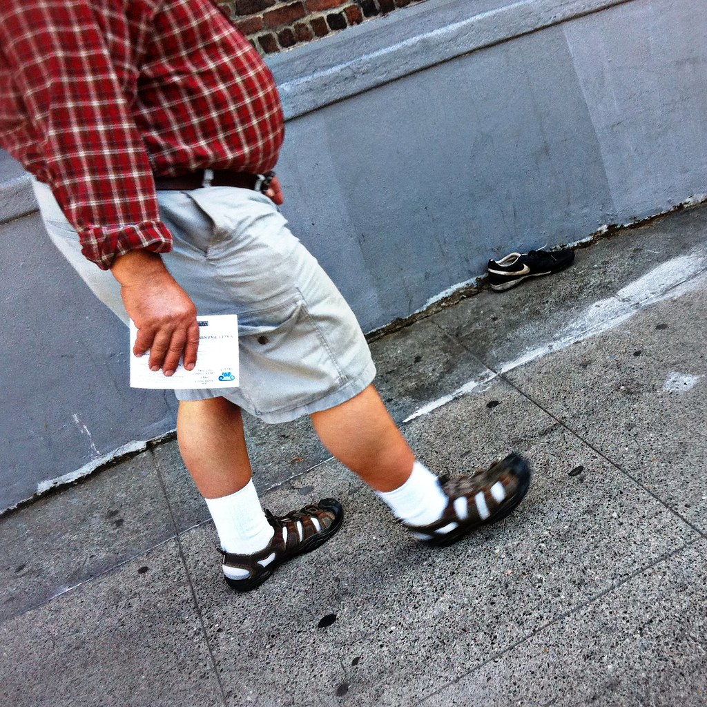 Socks, sandals and abandoned shoe | 14th St., San Francisco | Flickr