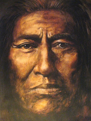 Close-up portrait in warm brown tones