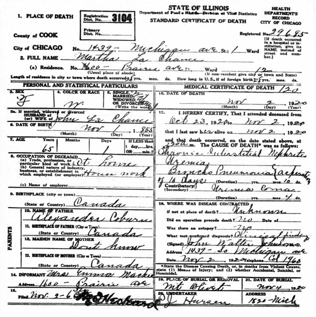 COBURN, Martha: Death Certificate