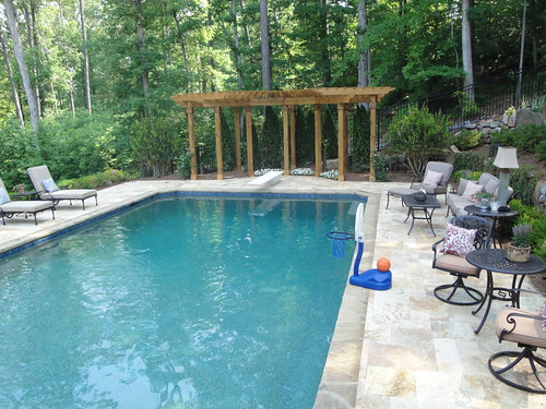 Exquisite Luxury Backyard Escape by Georgia Classic Pool by vancedover, What an amazing backyard transformation. Luxury swimming pool, porcini travertine pool deck, spectac