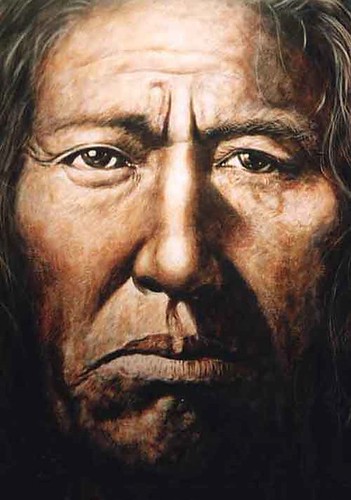 Close-up face in detailed earthy tones