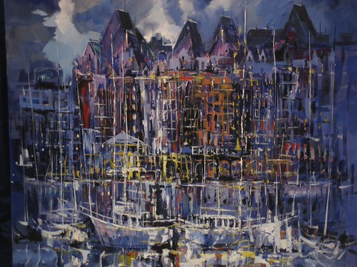 Harbour reflections below illuminated buildings