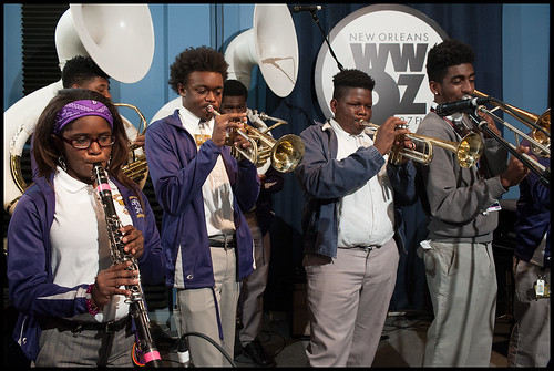 Warren Easton Brass Band during Cuttin' Class on October 15, 2015. Photo by Ryan Hodgson-Rigsbee - www.rhrPhoto.com