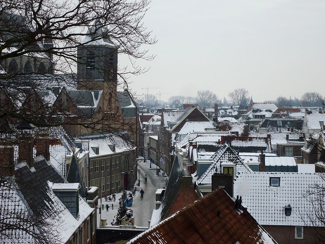 Leiden with snow