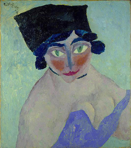 Feininger, Lyonel (German, 1871-1957)  - Woman's Head with Green Eyes  - 1915