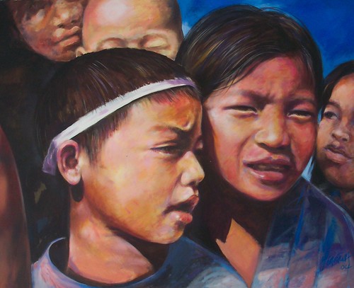 Group of children in profile and front view