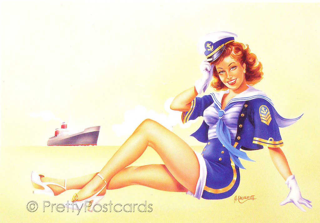 Sailor Girl - Vintage 80s Pin-Up Postcard.