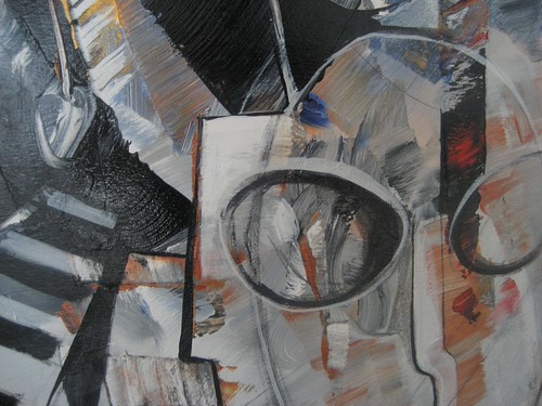 Close-up curved geometric forms in grey and brown