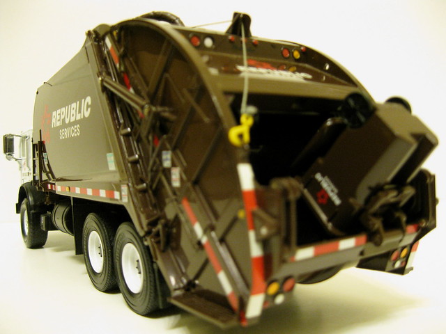First Gear Republic Services rear load trash truck.