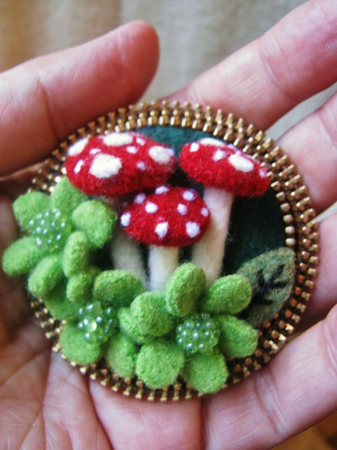 Mushroom brooch