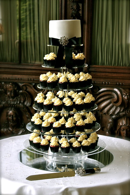Black & White Wedding Cupcake Tower