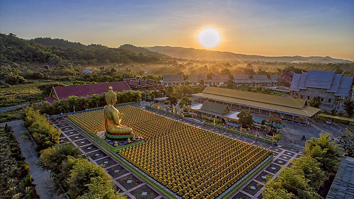 morning statue sunrise thailand temple dawn buddha buddhist aerial wat uav aerialphotography drone nakhonnayok quadcopter machabucha djiphantom mutirotor buddhistmemorialpark