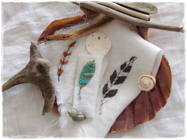 hand embroidered feathers for 
