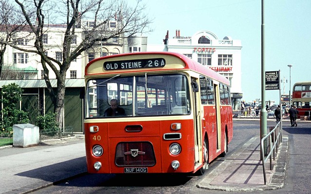 Brighton Corporation: 40 NUF140G 1968 Leyland Panther Cub PSRC1/1 Marshall B42D at Old Steine, Palace Pier end