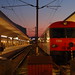 <p>Sunset at Vienna train station.</p>