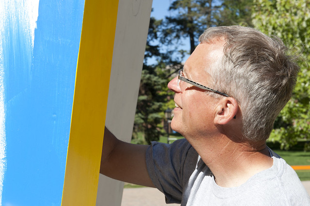 Roger Feldman Painting his Wheaton Installation (Tiller) 2011