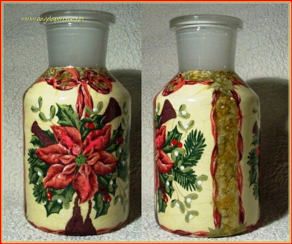 Decoupage Natale.Bottiglie In Vetro Dipinte E Decorate A Decoupage Natale Flickr