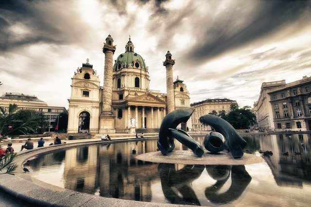 Karlskirche with art by Henry Moore