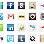 Social media glass-like icon set
