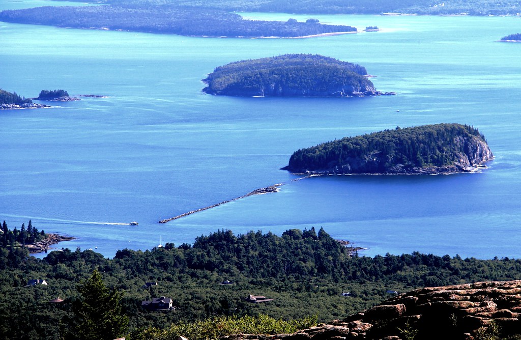 Bald Porcupine Island and the Breakwater from Cadillac Mountain